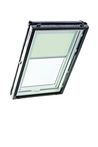 Original Roto Verdunkelungsrollo ZRV Nahezu vollständige Verdunkelung Führungsschiene Silber Für Roto Dachfenster Baureihe Designo R4/R7 und Classic 43/73 mit Größe 074/118 | 07/11 Farbe Hellbeige von Roto