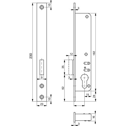 ROTO 223918 Schmalkasten-Riegelschloss 877 | Dornmaß: 25 mm | PZ von ROTO