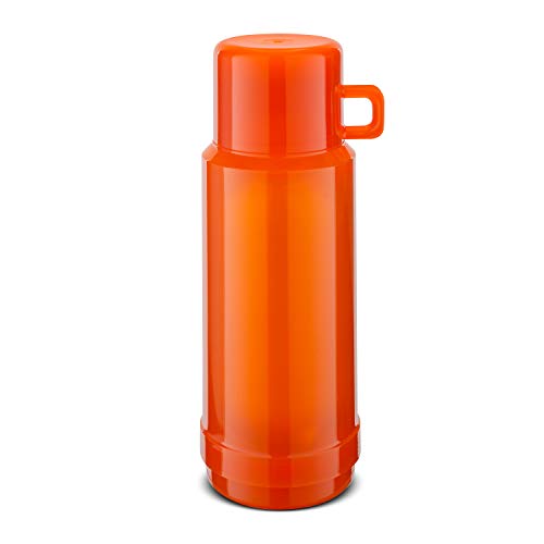 ROTPUNKT Isolierflasche 60 Jesper 1,0 l | Zweifunktions-Drehverschluss | BPA Frei- gesundes Trinken | Made in Germany | Warm + Kalthaltung | Glaseinsatz | Glossy orange von ROTPUNKT