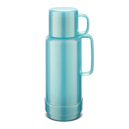 ROTPUNKT Isolierflasche 80 Andreas 1,0 l | Zweifunktions-Drehverschluss | BPA Frei- gesundes Trinken | Made in Germany | Warm + Kalthaltung | Glaseinsatz | Shiny aquamarin von ROTPUNKT