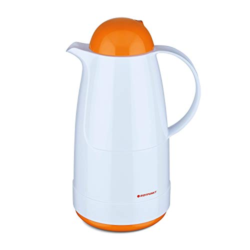 ROTPUNKT Isolierkanne 215 Christine 1,5 l | Zweifunktions-Drehverschluss | BPA Frei- gesundes Trinken | Made in Germany | Warm+Kalthaltung | Polar/Electric Clementine von ROTPUNKT