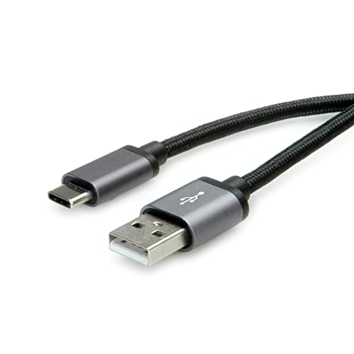 ROLINE USB 2.0 Kabel, Typ C - Typ A, ST/ST, schwarz, 0,8 m von ROLINE