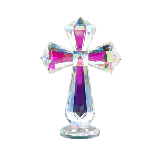 Handgeschnitztes Kristallkreuz, Schreibtischdekoration, 15,2 cm, spirituelles Geschenk für Christen, klarer K9-Kristall, religiöse Figur mit 360° facettiertem Design, Heimaltar und Büro Handgeschnitztes Kristallkreuz, Schreibtischdekoration, 15,2 cm, spirituelles Geschenk für Christen, klarer K9-Kristall, religiöse Figur mit 360° facettiertem Design, Heimaltar und Büro von Rotroyce