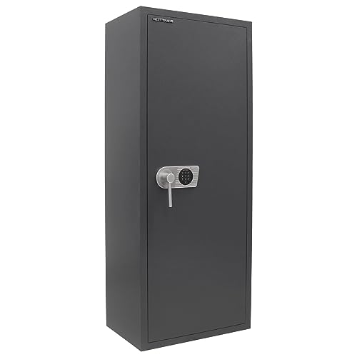 Rottner Winchester 10 EL Waffenschrank EN0 Elektronikschloss Notbestromung von außen 4 herausnehmbare Fächer Schaumstoffhalterung Putzstockhalterung bedingter Feuerschutz Befestigungsmaterial von Rottner