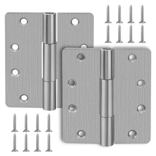 2 Packung Türscharniere 3.5 In, Auto Robustes Selbstschließendes Scharnier mit Gebogenen 1/4'' Radius Ecken, Verstellbare Spannung für Garage, Vorder- und Hintertüren, Linke und Rechte Hand von Roucerlin