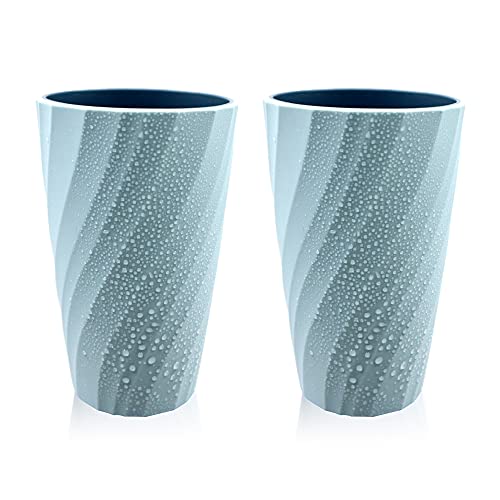 2 Stück unzerbrechliche Badezimmer-Zahnputzbecher, weich und langlebig, Badezimmer-Becher, Zahnbürstenbecher (Hellblau) von Roucerlin