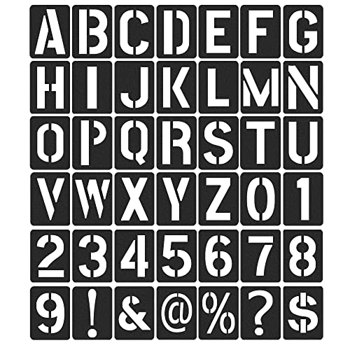 42 Stück wiederverwendbare Buchstaben- und Zahlenschablonen, 10,2 cm, für Bastelarbeiten, Wände, Holz, Glas, Kunstprojekte (schwarz) von Roucerlin