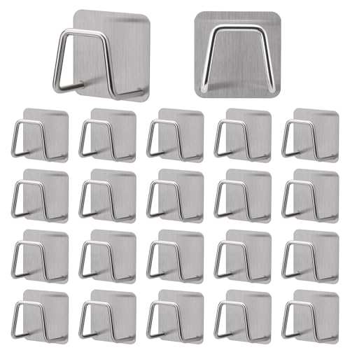 Roucerlin 20 Stück selbstklebende Schwammhalter aus Edelstahl für Küchenspüle, schnell trocknender Geschirrschwammhalter, rostfrei, zum Aufkleben auf Geschirrschrubber (Silber) von Roucerlin