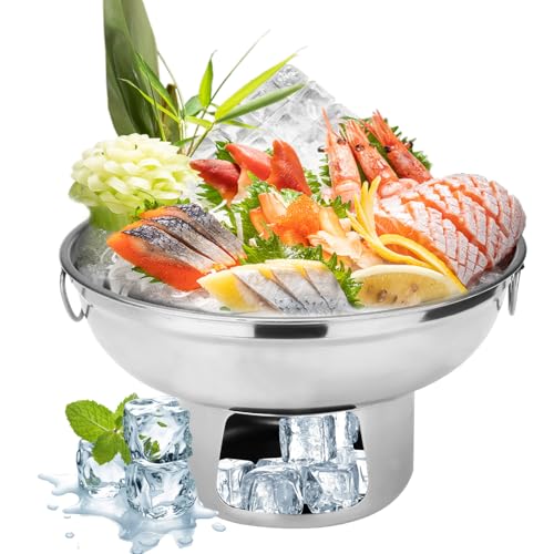 Roucerlin Gekühlte Serviertabletts aus Edelstahl für Partys, 21,8 cm, eisgekühlte Partyplatte, Hotpot mit Eis darunter, kaltes Essen, Buffet, Servierbehälter, Schale für Obst, Lachs, Snacks, Garnelen Roucerlin Gekühlte Serviertabletts aus Edelstahl für Partys, 21,8 cm, eisgekühlte Partyplatte, Hotpot mit Eis darunter, kaltes Essen, Buffet, Servierbehälter, Schale für Obst, Lachs, Snacks, Garnelen von Roucerlin