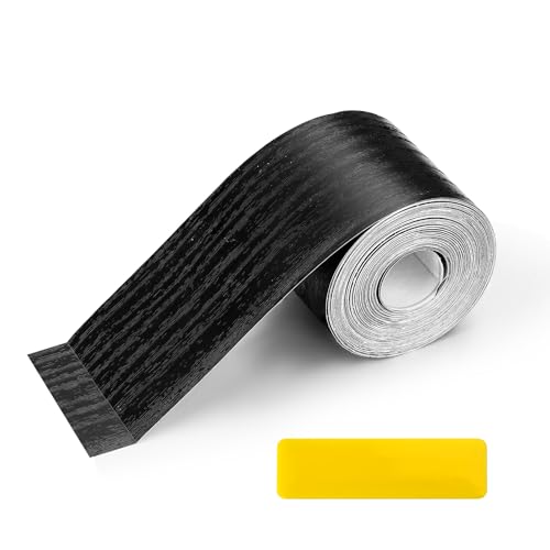 Roucerlin Schwarze Holzmaserung, Tapetenbordüre, wasserdichter PVC-Spiegelrahmen, zum Abziehen und Aufkleben, selbstklebend, entfernbar, Spiegelbordüre für Badezimmer, Schlafzimmer, Sockelleisten (5,1 von Roucerlin