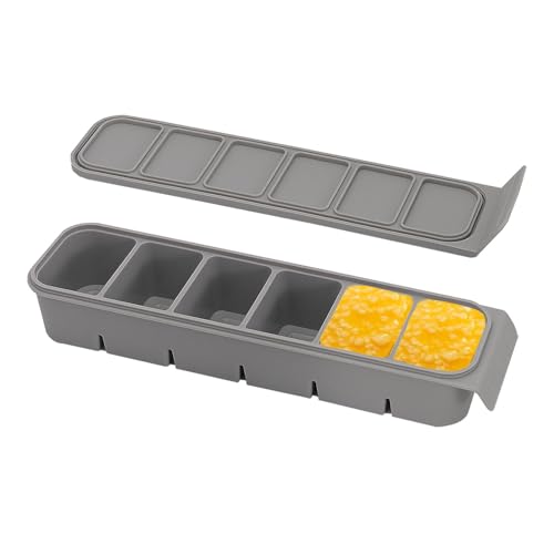 Roucerlin Silikonform mit Deckel, leicht zu lösen, Muttermilch-Gefrierformen mit 6 Fächern, wiederverwendbare quadratische Eiswürfelform, Gefrierbehälter für Obstpürees Aufbewahrung (grau) von Roucerlin