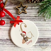 Weihnachtsbaum Dekoration, Personalisierte Teddy Christbaumkugel Andenken, Familiengeschenk von Roughcutdesignsuk