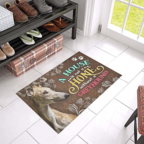 Fußmatte für drinnen und draußen, Design, Fußmatte, Heimdekoration, „A House is Not A Home Without A Greyhound“, Teppiche, Geschenke, Heimdekoration von Rougui Trading