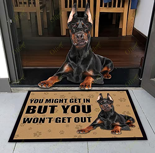 Fußmatte für drinnen und draußen, Dobermann – You Won't Get Out, Fußmatte, Teppich, Geschenke, Heimdekoration von Rougui Trading