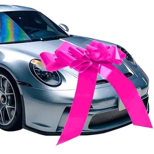 Große Schleife für Auto, Geschenkschleife Groß Riesige Autoschleife, Autoschleife Große Schleife Car Bow für Fahrrad und Schleife mit Saugnapf Geburtstag Auto (Rosenrot, 23 Zoll) von Rouhuhura