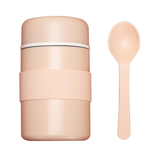 Thermobehälter für Essen 400ml - Müslibecher to go Warmhalte- & Isolierfunktion Edelstahl Thermobecher Essen auslaufsicherIdeal für Babybrei, Müsli, Suppe, Porridge, Eis & Joghurt (Gelb) von Rouhuhura
