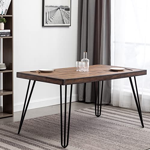Roundhill Furniture Aryven Industrial Metall Haarnadel Design Esstisch Rustikale Dunkle Kiefer von Roundhill Furniture