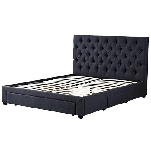 Doppelbett Siena 160 x 200 cm mit Lattenrost und Stauraum | Anthrazit von Rousseau