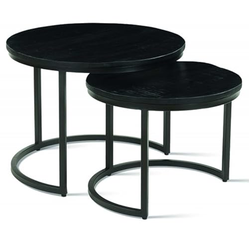 Rousseau 2er-Set Couchtische Gaja-schwarzes Magnolienholz von Rousseau