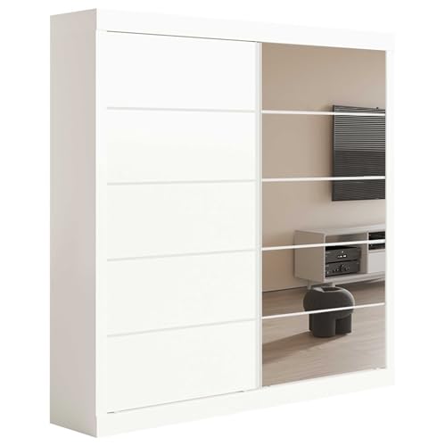 Rousseau Garderobe Mike | 183 x 53 x 198 cm | Mit Spiegel | Weiß von Rousseau
