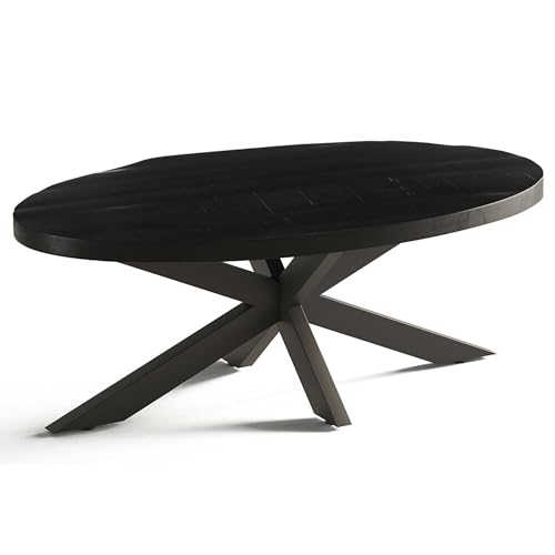 Rousseau Madeira Ovaler Couchtisch - Mango Schwarz | Exotische Holzplatte | 45x130x70cm von Rousseau