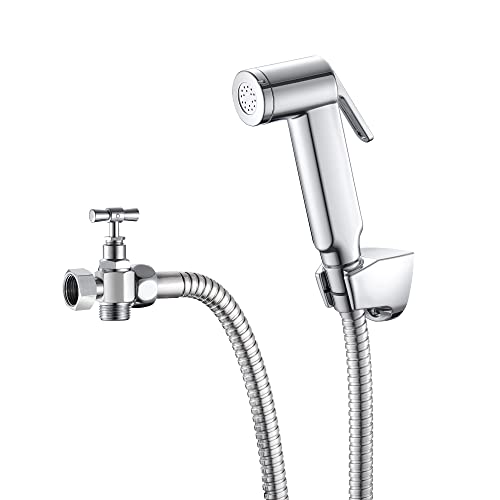 Rousseau WC-Handbrause, Hygiene-Set aus ABS, mit Handbrause, flexibler Metallschlauch, 120 cm, Halterung und 2-Wege-Wasserhahn, verchromt von Rousseau