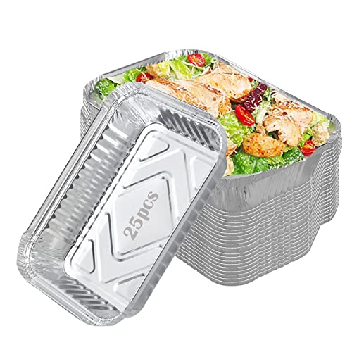 25X Aluminium Tropfschalen groß Grill Aluschalen Grilltropfschalen Napoleon Fettauffangschalen Weber Grill Zubehör Alu Grillschalen Einwegschalen Backform Kuchenform BBQ Teller - Wiederverwendbar von Rouzin