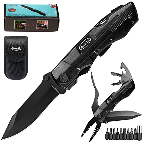 RoverTac Taschenmesser mit Abisolierer – Multitool-Klappmesser mit 9-in-1 Schraubendreher-Set, Flaschenöffner, Dosenöffner und Nylonhülle, Messer für Camping, Survival und Wandern von RoverTac