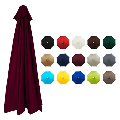 6 Rippen/8 Rippen Sonnenschirm Ersatztuch für Garten Terrasse Outdoor Hof Strand Pool Markt Sonnenschutz Gartenschirm Überdachung Windfest Ersatz Baldachin(Weinrot,3.0m/8 Ribs) von Rovss