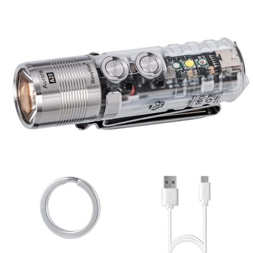 RovyVon Aurora A28-G2 LED Taschenlampe Aufladbar,600 Lumen Hoher CRI Kleine Taschen-Taschenlampe mit Seitenlicht(365nm&Rot&Weiß),Magnetischer Clip,IPX8,850mAh Akku,Inklusive USB-C-A Kabel von RovyVon