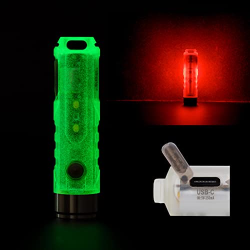 RovyVon A5 G3 USB C Taschenlampe mit rotem Seitenlicht, Luminous Body, 650 Lumen im Freien Mini EDC wiederaufladbare hohe helle, multifunktionale Taschenlampen von RovyVon