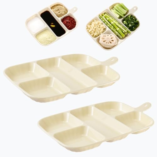 Rowcay 2P Unzerbrechliches Kunststoff-Serviertablett mit 5 Fächern, wiederverwendbares Gewürztablett, Vorspeisentablett, multifunktionale Lebensmittelplatte für Chips, Dips, Nüsse, Süßigkeiten, Obst Rowcay 2P Unzerbrechliches Kunststoff-Serviertablett mit 5 Fächern, wiederverwendbares Gewürztablett, Vorspeisentablett, multifunktionale Lebensmittelplatte für Chips, Dips, Nüsse, Süßigkeiten, Obst von Rowcay