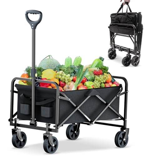 Rowce Bollerwagen Faltbar Strand Handwagen mit Getränkehalter Verstellbarem Griff,Gartenwagen für Alle Gelände Transportwagen,klappbollerwagen 120kg Belastbarkeit,für Draussen Camping Einkaufen Rowce Bollerwagen Faltbar Strand Handwagen mit Getränkehalter Verstellbarem Griff,Gartenwagen für Alle Gelände Transportwagen,klappbollerwagen 120kg Belastbarkeit,für Draussen Camping Einkaufen von Rowce