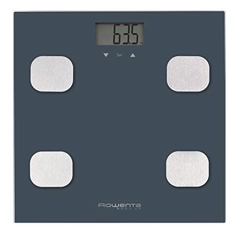 Rowenta Body Up BR2520 Personenwaage mit Körperfettmessgerät und BMI, speichert bis zu 8 Benutzerprofile, großes LCD-Display, Glasplattform, bis zu 150 kg Kapazität, Blau von Rowenta