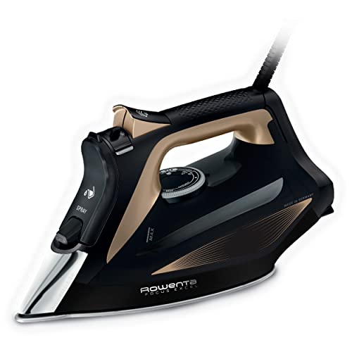 Rowenta Focus Excel Dampfbügeleisen, 2700 Watt, 45 g/Min. kontinuierliche Dampfabgabe, 180 g/Min. Dampfstoß, Tropfstopp, Antikalk-Einstellung, 300 ml Wassertank, schwarz/kupfer, DW5325 von Rowenta