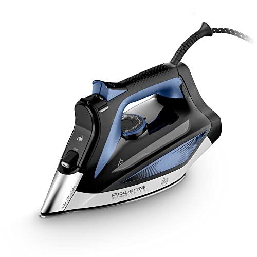 Rowenta Everlast Anticalc Dampfbügeleisen, 2700 W, 45 g/Min. kontinuierliche Dampfabgabe, 220 g/Min. Dampfstoß, Tropfstopp, Antikalk-System, 300 ml Wassertank, schwarz/blau, DW7320 von Rowenta