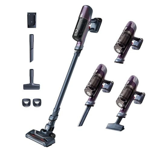 Rowenta X-Pert 6.60 Essential Akkustaubsauger, 100 W Leistung, 45 Min Laufzeit, kabellos & beutellos, LED-Bürstenkopf, herausnehmbarer Akku, inkl. Fugendüse und Wandhalterung, violett/schwarz, RH6838 von Rowenta