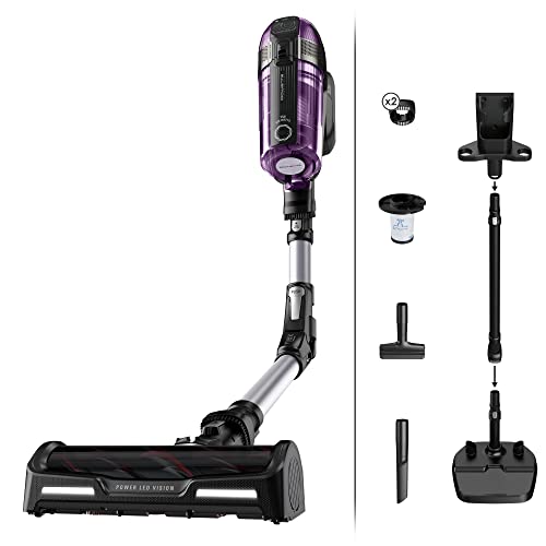 Rowenta X-Force Flex 12.60 kabelloser Akku-Stabstaubsauger, 150 Air Watt, bis zu 45 Min. Laufzeit, leistungsstark, Flex-Gelenk, LED-Düse, inkl. Zubehör, lila/schwarz, RH98A0 von Rowenta