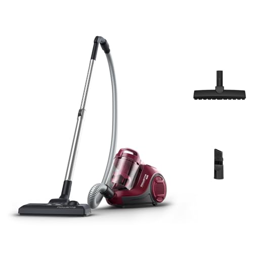 Rowenta RO2933EA, Swift Power Cyclonic Staubsauger, beutellos, Zyklon-Technologie, kompaktes Design, leicht, Hochleistungsfilter, Parkettbürste, Schwarz/Dunkelrot, 750 W, 1.2 liters, 77 Dezibel von Rowenta