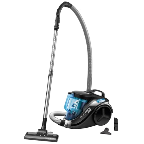 Rowenta Compact Power Cyclonic, Bodenstaubsauger beutelloser, entfernt tiefsitzenden Schmutz, 750 Watt, 1,5 Liter Fassungsvermögen, leichte Entleerung, Staubsauger leise, schwarz/blau, RO3731 von Rowenta