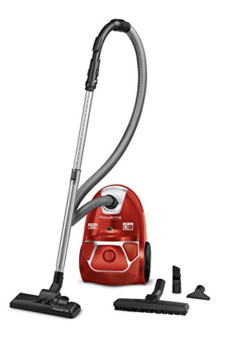 Rowenta RO3953 Compact Power Staubsauger | mit Beutel | 750 Watt | Staubvolumen: 3 Liter | 2-in-1-Fugendüse | für alle Bodenarten. | inkl. Saugkopf und Parkettbürste | Rot von Rowenta