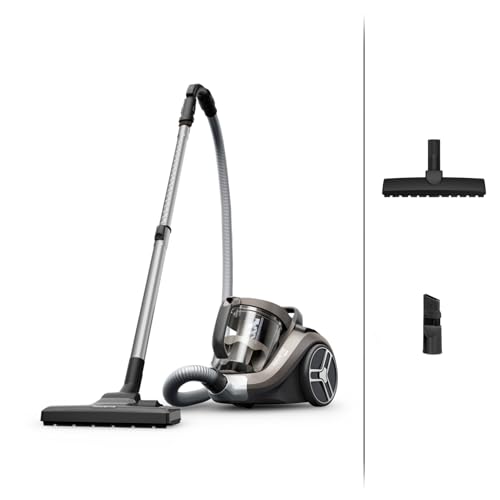 Rowenta Compact Power XXL Parkett beutelloser Bodenstaubsauger, 900 Watt, 3-stufiges Filtersystem, XXL Fassungsvermögen, 8,80 m Reinigungsradius, inkl. 2-in-1 Fugendüse, chrom, RO4B30 von Rowenta