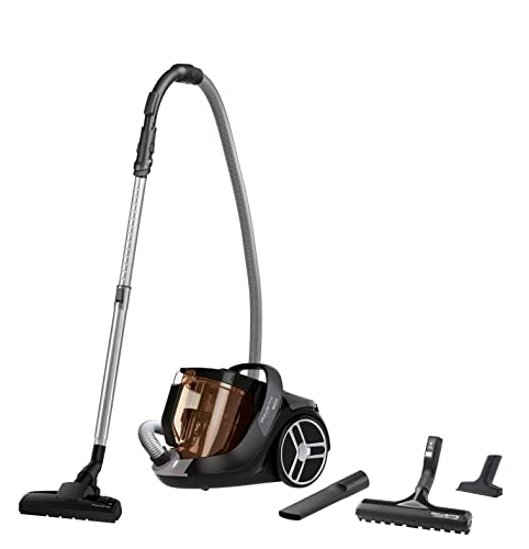 Rowenta Bodenstaubsauger beutellos Silence Force Cyclonic Parkett, 550 Watt, 2,5L Staubvolumen, kompakte Größe, langlebiger EffiTech-Motor, 6,2m Kabellänge, schwarz/braun, RO7230 von Rowenta