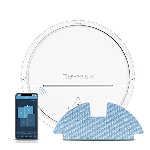 Rowenta Saugroboter X-Plorer Serie 80 RR7747 | Permanente Raumkartierung inkl. Definition von No Go Zones | 2 in 1 Reinigung | Saugen und Wischen | Smartes Navigationssystem mit Kamera | 120m² | Weiß von Rowenta