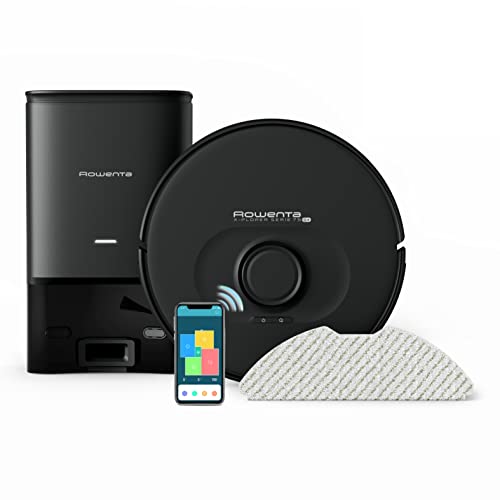 Rowenta X-Plorer Serie 75+, 4-in-1 Saugroboter mit Wischfunktion, Absaugstation, Laser-Navigationssystem, 3 Reinigungsmodi, 120 Min. Laufzeit, 4 Std. Ladezeit, 0,26 L Staubbehälter, schwarz, RR8585 von Rowenta