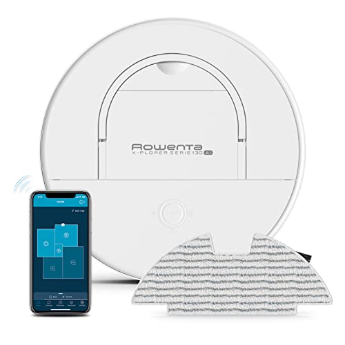 Rowenta RR9067 X-Plorer Serie 130 AI | 4-in-1 Wisch- & Saugroboter | ultraflach mit 8cm | Laser + Kamera-Navigationssystem | 4 Reinigungsmodi | 120 Min. Laufzeit | 3 Std. Ladezeit |0,7 L Staubbehälter von Rowenta