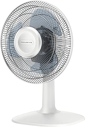 Rowenta VU2310 Essential+ Tischventilator | 2 Geschwindigkeitsstufen | Verstellbarer Neigungswinkel | 28 Watt, 46 dB(A) | 100% Kupfermotor | Sehr kompakt | Weiß von Rowenta