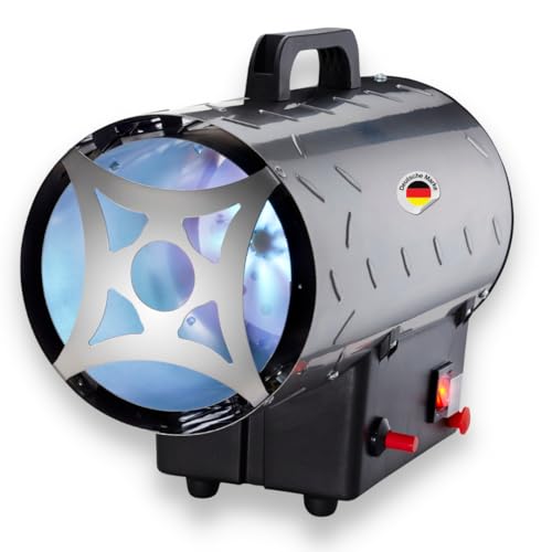 ROWI Gas Heizgebläse/Gas-Heizkanone 15 kW inkl. Gasschlauch, Druckminderer & Piezozündung 580 m³/h I Ventilatiorfunktion I Hohe Sicherheit | Einfacher Transport von Rowi
