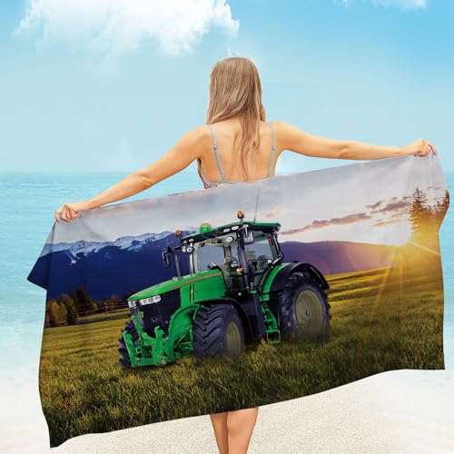 Rowjoy Traktor Strandtuch, 70 x 140cm Mikrofaser Strandtuch, Badetuch Handtuch für Kinder,Damen,Herren, Sandfrei für Strand, Pool, Schwimmen, Badezimmer (T3-70x140cm) von Rowjoy