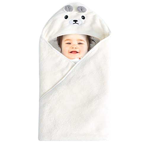 RoxNvm Baby Handtuch Kapuze, Baby Badetuch, Tier Design Neugeborenen Handtücher für Bad 80 * 80cm Ultra weich saugfähig für Jungen und Mädchen (Weiß) von RoxNvm